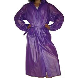 JnDee Qualität Smooth Soft siehe durch Kunststoff PVC Vinyl Kapuzen Regenmantel Mac Unisex Wasserdicht Full Länge Coat Gr. X-Large, violett von JnDee