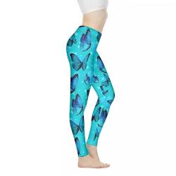 Jndtueit Damen Activewear Leggings Nahtlose Hohe Taille Workout Yoga Hose XS-3XL, Morpho Butterfly, M von Jndtueit