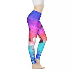 Jndtueit Damen Activewear Leggings Nahtlose Hohe Taille Workout Yoga Hose XS-3XL, Tropische Palme, M von Jndtueit