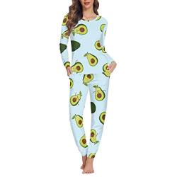 Jndtueit Damen Pyjama Set Neuheit Rundhals Nachtwäsche Tops und Hose, avocado, 38 von Jndtueit