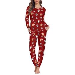 Jndtueit Damen Schlafanzug-Set für Nachtwäsche oder Loungewear, 2-teilig, Größe XS-6XL, Weihnachts-Rentier, 36 von Jndtueit