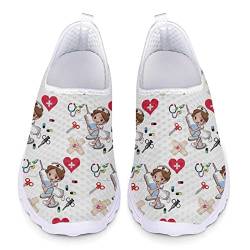 Jndtueit Damen Sneaker Casual Sneakers Sommer Slip-on Atmungsaktive Krankenschwester Schuhe Air Mesh Laufschuhe Leicht Bequem von Jndtueit