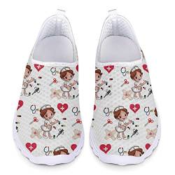 Jndtueit Damen Sportlich Leichte Lässige Mesh Schuhe Cartoon Krankenschwester Print Bequeme Walking Running Sneakers,Sommer von Jndtueit