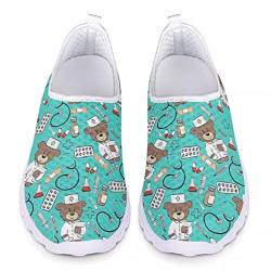 Jndtueit Damen-Trainer Mesh Running Slip-on Wanderschuhe Cartoon Nurse Print Atmungsaktive Leichte Athletic Air Cushion Sneakers von Jndtueit