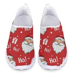 Jndtueit Frohe Weihnachten Slip On Atme Mesh Walking Schuhe, Santa Claus Frauen Leichte Luft Schuh, Rote Krankenschwester Schuhe Laufen Athletisch von Jndtueit