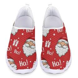 Jndtueit Frohe Weihnachten Slip On Atme Mesh Walking Schuhe, Santa Claus Frauen Leichte Luft Schuh, Rote Krankenschwester Schuhe Laufen Athletisch von Jndtueit