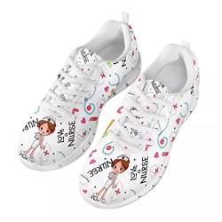 Jndtueit Love Heart Printing Trainer Sportschuhe für Frauen Teenager Funny Nurse Printing Mesh Atmungsaktive Tennis Running Sneakers von Jndtueit