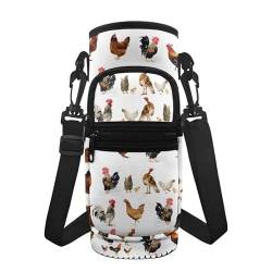 Jndtueit Rooster Wasserflasche Tragetasche, 3D Henne Farm Verstellbarer Gepolsterter Schultergurt, Küken für Männer Frauen Wandern, Camping von Jndtueit