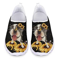 Jndtueit Sunflower Dog Womens Sneakers, 3D Puppy Flower Lightweight Trainers Breathable Walking Shoes, Road Running Flats von Jndtueit