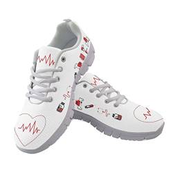 Jndtueit Unisex Sneakers Damen Road Walking Nurse Heart Sneakers Nette Air Mesh Laufschuhe für Sport,Fitnessstudio von Jndtueit