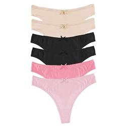 Jo & Bette Baumwolle Tanga Bikini Unterwäsche Nahtlos Atmungsaktiv Höschen für Damen 6er oder 12er Pack, Pastellkreide, Rosa, 6 Stück, M von Jo & Bette