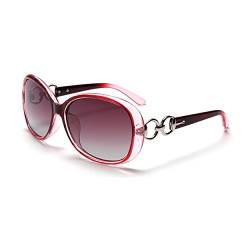 Damen Polarisiert Sonnenbrillen Retro Oval Groß Modisch 100% UV400 Schutz + Brillenetuis von JoXiGo