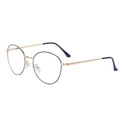 JoXiGo Computerbrille Anti-Blaulicht Ohne Stärke Anti-Müdigkeit UV-Schutz Retro Rund Metallgestell Brillenfassung mit Brillenetuis von JoXiGo