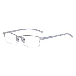 JoXiGo Computerbrille Ohne Stärke Blaulichtfilter für Herren Metall Rechteckig Halbrahmen Brillenfassungen Auswechselbar Klare Linse mit Brillenetuis von JoXiGo