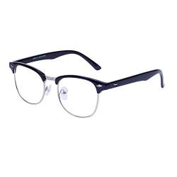JoXiGo Herren Damen Retro Nerd Brille Halbrahmen Hornbrille Ohne Stärke Klare Linse mit Etui von JoXiGo