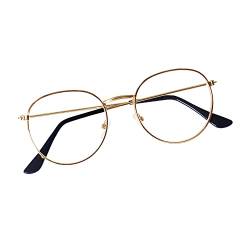 JoXiGo Lesebrille Damen Herren Gold +1.5 Metall Rahmen Nerdbrille Klar Linse + Brillenband von JoXiGo