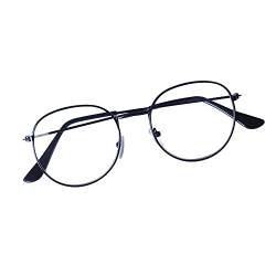 JoXiGo Lesebrille Damen Herren Schwarz +3.0 Metall Rahmen Nerdbrille Klar Linse + Brillenband von JoXiGo