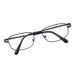 JoXiGo Lesebrille Herren Damen Schwarz +1.5 Rechteckig Metall Rahmen Klar Linse + Brillenband von JoXiGo