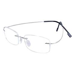 Randlos Lesebrille +2.5 für Damen Herren Ultraleicht (13g) Flexibel Rahmen mit Brillenetuis, Silber +2.5 (60-64 Jahre) von JoXiGo