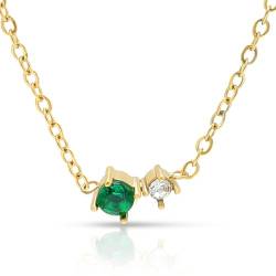 Joacii 14K vergoldet Smaragd Zirkonia Anhänger Halskette für Frauen Leichte grüne Charme Strass Choker nicht anlaufen von Joacii