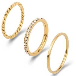 Joacii 18K Gold überzogene Knuckle Ringe Ästhetische Verlobungsringe für Frauen Ringe Set Comfort Fit Größe 8 von Joacii