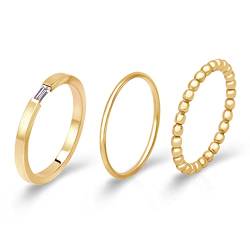 Joacii 18K vergoldete stapelbare Ringe für Frauen Edelstahl Zehenringe Herrenringe Set Comfort Fit Größe 10 von Joacii