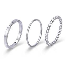 Joacii Edelstahl Ringe für Frauen Silber Farbe Stapelbare Eheringe für Männer Comfort Fit Größe 6 von Joacii