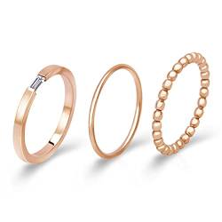 Joacii Rose Gold überzogene Edelstahl Stacking Eheringe für Frauen Comfort Fit Größe 8 von Joacii