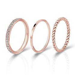 Joacii Verlobungsringe für Frauen Rose Gold überzogene Knuckle Ringe Ästhetische Ringe Set Comfort Fit Größe 8 von Joacii