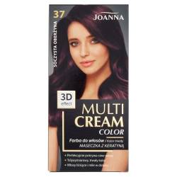 Joanna Professional Multi Cream Color Haarfarbe für Frauen - Sorgt für Lang Anhaltende Farbe - 3D-Tiefeneffekt - Deckt Graue Haare ab - Ansatzfarbe - Farbe Aubergine Pur 37 - Komplettset von Joanna