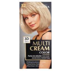 Joanna Professional Multi Cream Color Haarfarbe für Frauen - Sorgt für Lang Anhaltende Farbe - 3D-Tiefeneffekt - Deckt Graue Haare ab - Ansatzfarbe - Farbe Platinblond 32 - Komplettset von Joanna