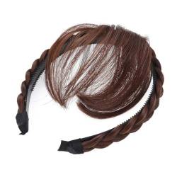 Damen Haarband Perücke Haarreifen Zopf Synthetische Haar Geflochten Haarband im Koreanischen Stil Geflochtenes Stirnband Perücke Haarbänder für Frauen Haar (Light brown* With bangs) von Joayuezo