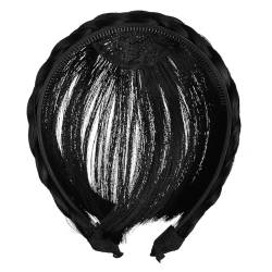 Damen Haarband Perücke Haarreifen Zopf Synthetische Haar Geflochten Haarband im Koreanischen Stil Geflochtenes Stirnband Perücke Haarbänder für Frauen Haar (black* With bangs) von Joayuezo