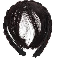 Damen Haarband Perücke Haarreifen Zopf Synthetische Haar Geflochten Haarband im Koreanischen Stil Geflochtenes Stirnband Perücke Haarbänder für Frauen Haar (brown* With bangs) von Joayuezo