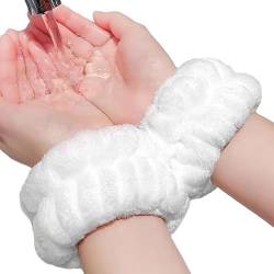 Joberio Handgelenkwaschbänder, 2 Stück Coral Fleece Spa-Armbänder saugfähig, Elastische Handgelenkhandtücher zum Waschen des Gesichts, flauschige Haargummis für Frauen, Mädchen-Yoga-Übungsfrauen von Joberio