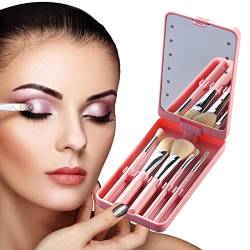 Pinselset - Set mit weichen Make-up-Pinseln - Komplette Funktions-Kosmetikpinsel-Sets mit Spiegel für unterwegs Joberio von Joberio