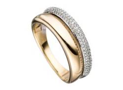 Diamantring JOBO "Ring mit 101 Diamanten" Fingerringe Gr. 50, SI = kleine Einschlüsse, Gelbgold 585-Weißgold 585-Diamanten, gelb (gelbgold 585) Damen Diamantringe von Jobo