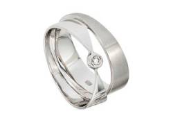 Fingerring JOBO "Breiter Ring mit Diamant" Fingerringe Gr. 54, SI = kleine Einschlüsse, Weißgold 585-Diamanten, weiß (weißgold 585) Damen Diamantringe von Jobo