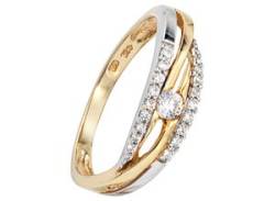 Goldring JOBO "Ring mit Zirkonia" Fingerringe Gr. 56, Gelbgold 333-Weißgold 333, goldfarben (gelbgold 333) Damen Fingerringe von Jobo