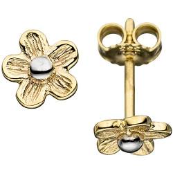 JOBO Damen-Ohrstecker Blume aus 333 Gold Bicolor von Jobo