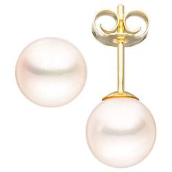 JOBO Damen-Ohrstecker aus 333 Gold mit Perlen 6,5 mm von Jobo