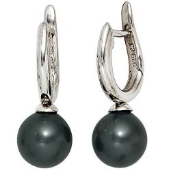 Jobo Damen-Creolen aus 925 Silber mit dunklen synthetischen Perlen von Jobo