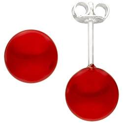 Jobo Damen Ohrstecker 925 Sterling Silber 2 Muschelkern Perlen rot 8 mm Perlenohrstecker von Jobo