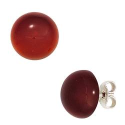 Jobo Damen Ohrstecker rund 925 Sterling Silber 2 Carneole rot Ohrringe von Jobo