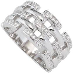 Jobo Damen Ring breit 925 Sterling Silber rhodiniert mit Zirkonia Silberring Größe 64 von Jobo