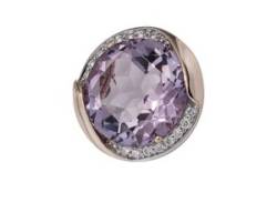 Ketten-Anhänger JOBO "Anhänger mit Amethyst und 16 Diamanten" Schmuckanhänger Gr. SI = kleine Einschlüsse, Roségold 585-Diamanten, rosegold (roségold 585) Damen Anhänger von Jobo