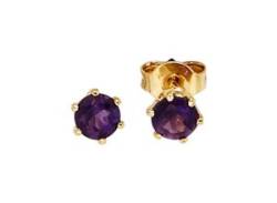 Paar Ohrstecker JOBO Ohrringe Gr. Gelbgold 585, gelb (gelbgold 585) Damen Ohrstecker rund 585 Gold mit Amethyst von Jobo