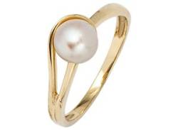 Perlenring JOBO "Ring mit Perle 6,5 mm" Fingerringe Gr. 50, Gelbgold 585-Perlen, gelb (gelbgold 585) Damen Fingerringe von Jobo