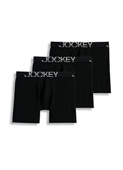Jockey ActiveStretch Herren-Boxershorts, 17,8 cm, langes Bein, 3er-Pack, Black, Large von Jockey
