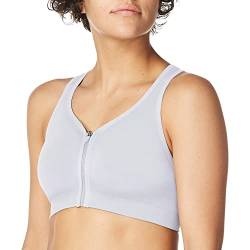 Jockey Damen Mid Impact Reißverschluss vorne Sport-BH, reinweß, Large von Jockey